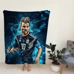 Athletic Soccer Player Lionel Messi Fleece Blanket