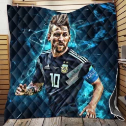 Athletic Soccer Player Lionel Messi Quilt Blanket