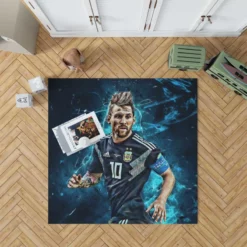 Athletic Soccer Player Lionel Messi Rug