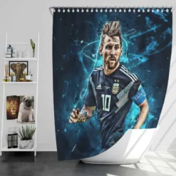 Athletic Soccer Player Lionel Messi Shower Curtain
