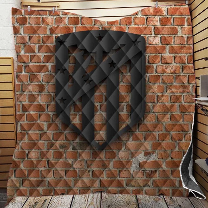Atletico de Madrid Brick Wall Design Football Logo Quilt Blanket