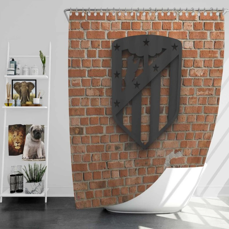 Atletico de Madrid Brick Wall Design Football Logo Shower Curtain