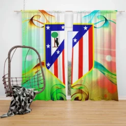 Atletico de Madrid Top Ranked Spanish Football Club Window Curtain