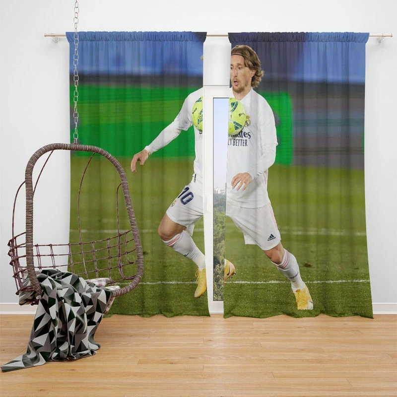 Awarded Soccer Player Luka Modric Window Curtain