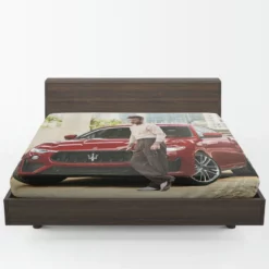 Awesome David Beckham with Red Car Fitted Sheet 1