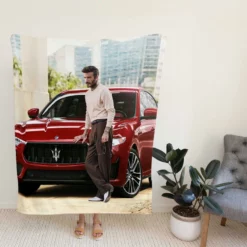 Awesome David Beckham with Red Car Fleece Blanket