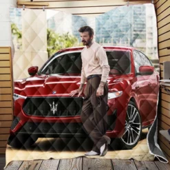 Awesome David Beckham with Red Car Quilt Blanket