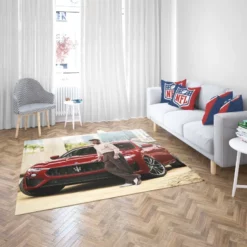 Awesome David Beckham with Red Car Rug 2