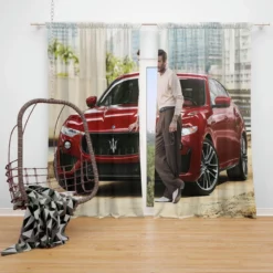 Awesome David Beckham with Red Car Window Curtain