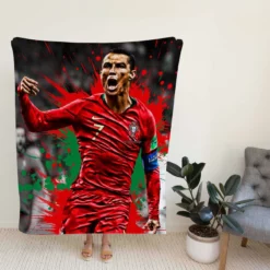Ballon d Or Soccer Player Cristiano Ronaldo Fleece Blanket