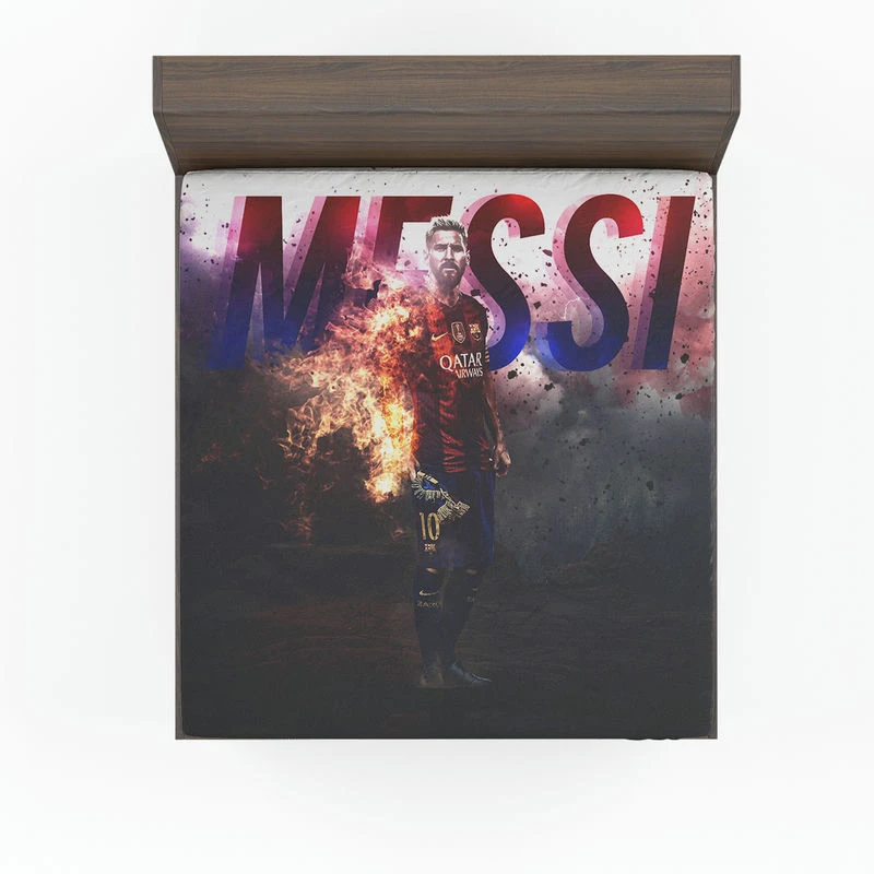 Barca Captain Lionel Messi Football Player Fitted Sheet