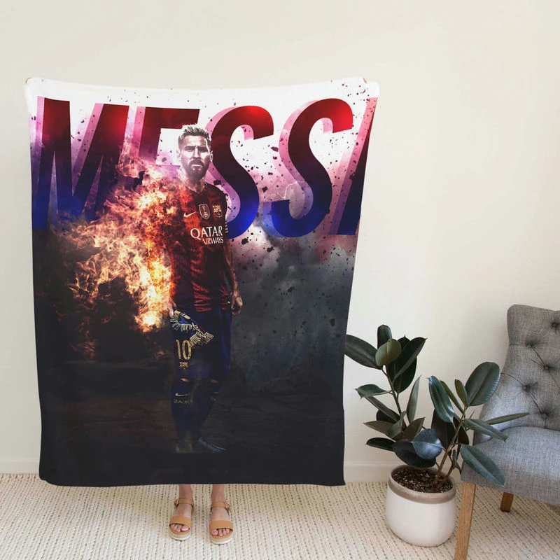 Barca Captain Lionel Messi Football Player Fleece Blanket