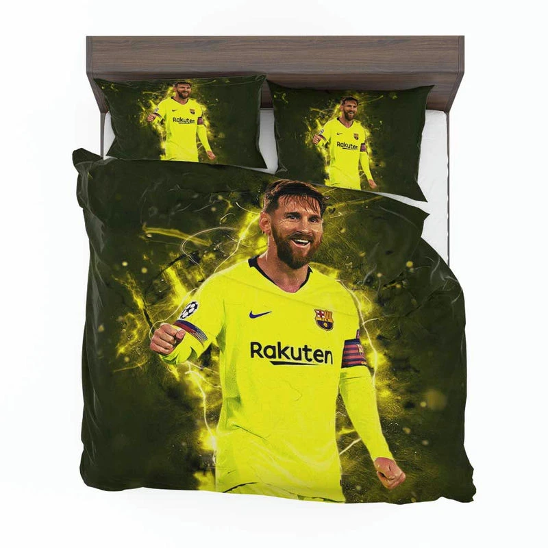 Barca Yellow Jersey Football Player Lionel Messi Bedding Set 1