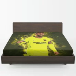 Barca Yellow Jersey Football Player Lionel Messi Fitted Sheet 1