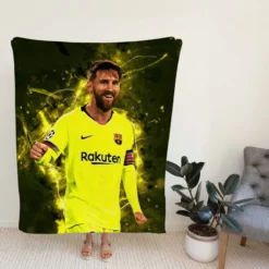 Barca Yellow Jersey Football Player Lionel Messi Fleece Blanket