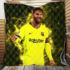 Barca Yellow Jersey Football Player Lionel Messi Quilt Blanket