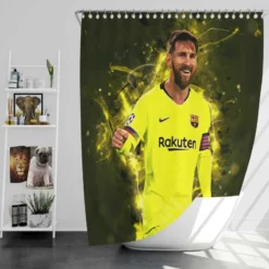 Barca Yellow Jersey Football Player Lionel Messi Shower Curtain