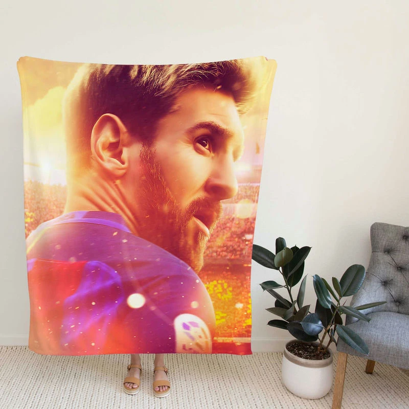 Barcelona Football Player Lionel Messi Fleece Blanket