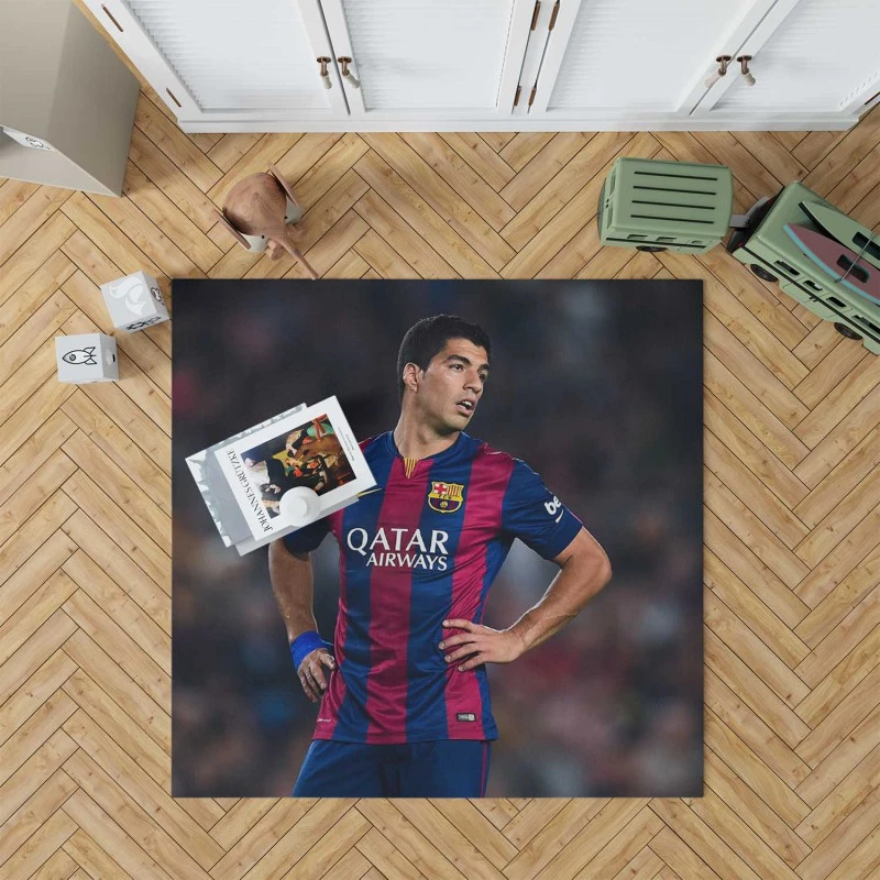 Barcelona Strong Player Luis Suarez Rug