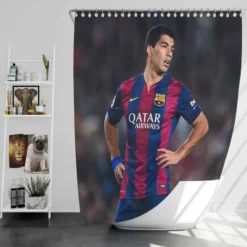 Barcelona Strong Player Luis Suarez Shower Curtain