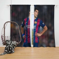 Barcelona Strong Player Luis Suarez Window Curtain