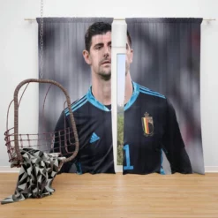 Belgium Football Player Thibaut Courtois Window Curtain