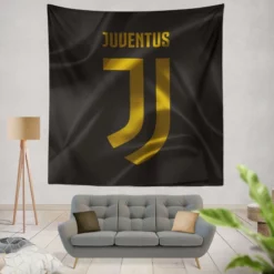 Black Flag Juve Football Club Logo Tapestry