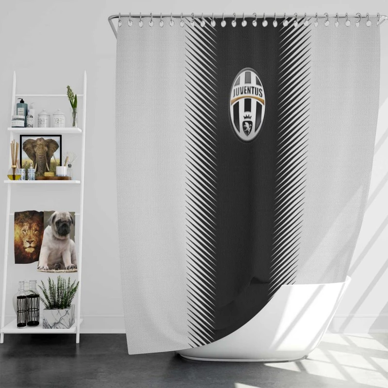 Black and White JuveSoccer Club Logo Shower Curtain