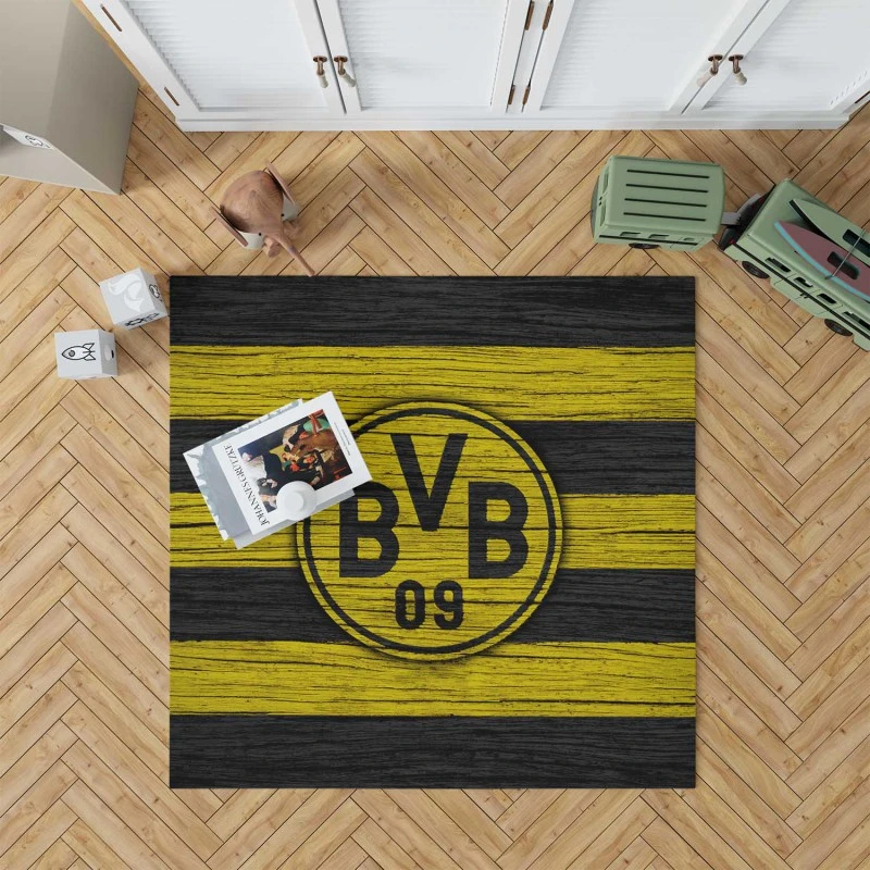 Borussia Dortmund Famous German Football Club Logo Rug