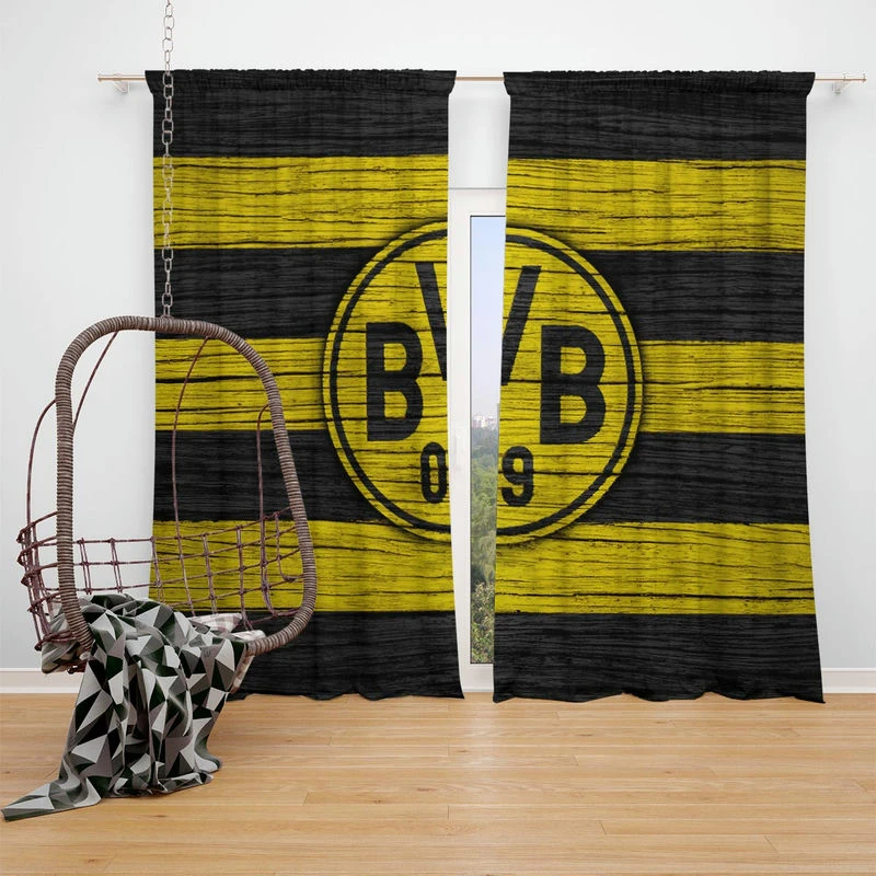 Borussia Dortmund Famous German Football Club Logo Window Curtain