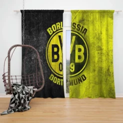 Borussia Dortmund Soccer Club Window Curtain