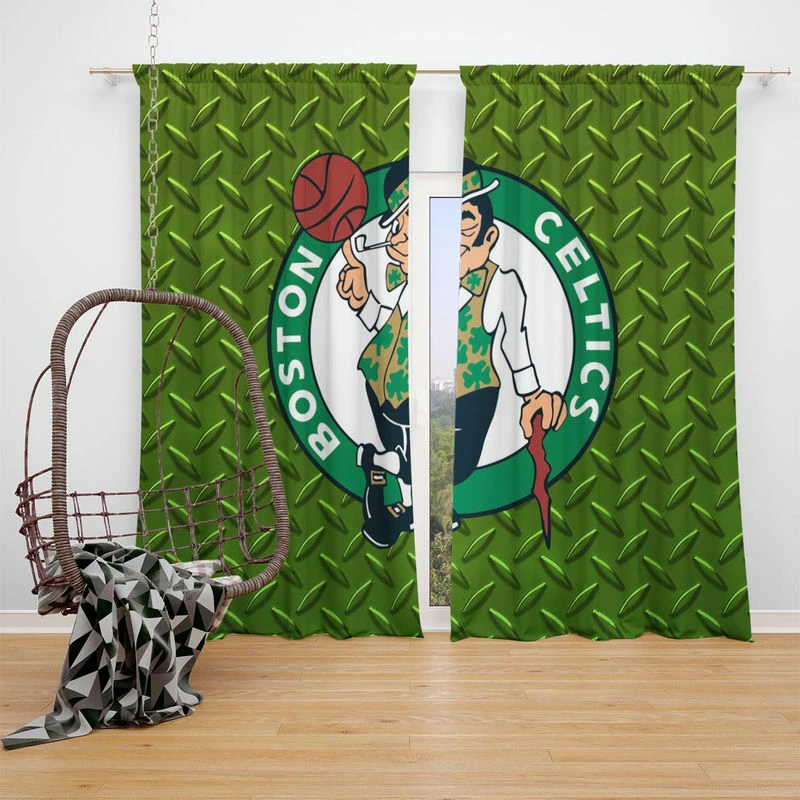 Boston Celtics Classic Basketball Team Window Curtain