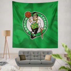 Boston Celtics Powerful NBA Basketball Club Logo Tapestry