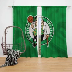 Boston Celtics Powerful NBA Basketball Club Logo Window Curtain