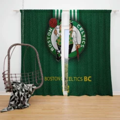Boston Celtics Strong Basketball Club Logo Window Curtain