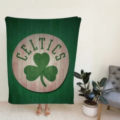 Boston Celtics Wood Design NBA Basketball Club Logo Fleece Blanket