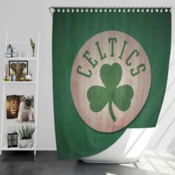 Boston Celtics Wood Design NBA Basketball Club Logo Shower Curtain