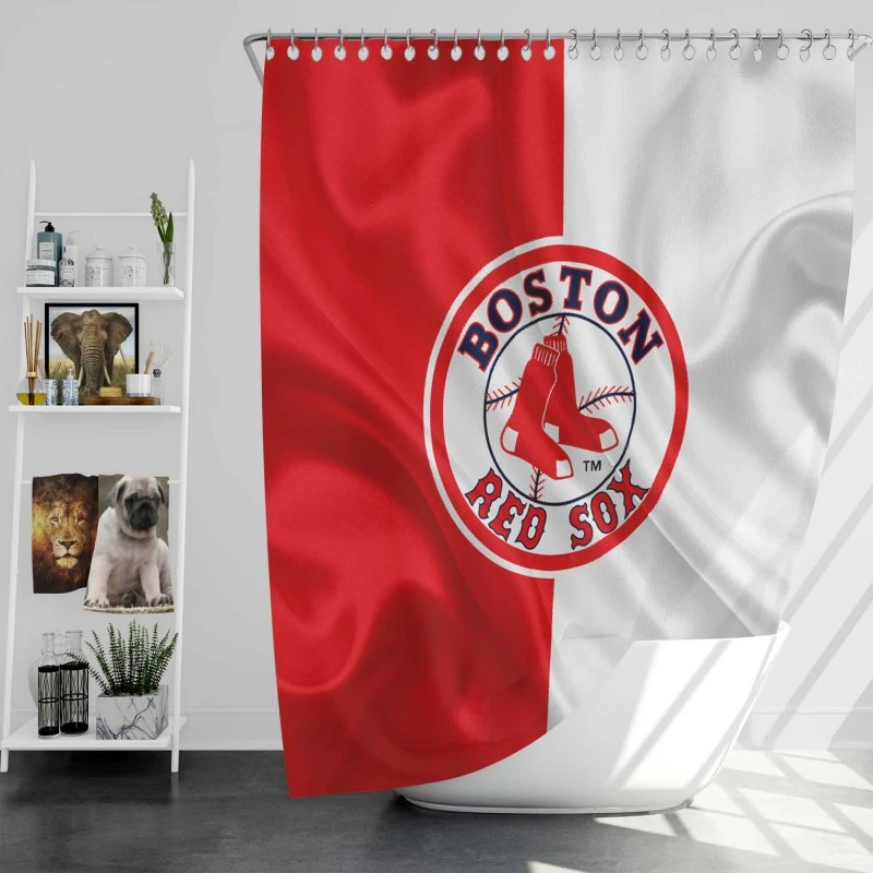 Boston Red Sox Energetic MLB Baseball Club Shower Curtain