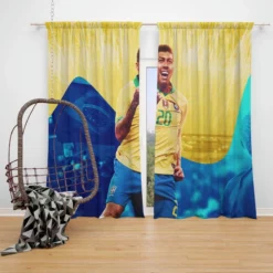 Brazil Football Player Roberto Firmino Window Curtain