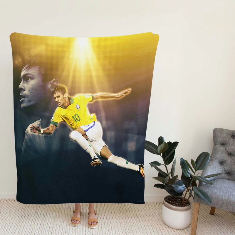 Brazilian Football Player Neymar Jr Fleece Blanket