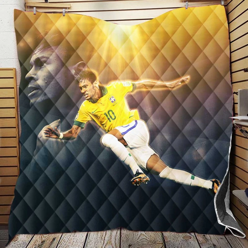 Brazilian Football Player Neymar Jr Quilt Blanket