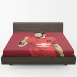 Bruno Fernandes Manchester United Football Player Fitted Sheet 1