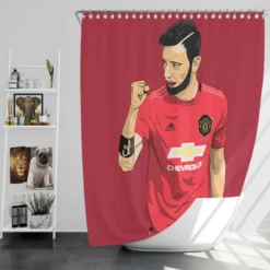 Bruno Fernandes Manchester United Football Player Shower Curtain