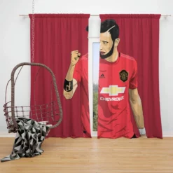 Bruno Fernandes Manchester United Football Player Window Curtain
