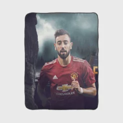 Bruno Fernandes Manchester United Midfield Football Player Fleece Blanket 1