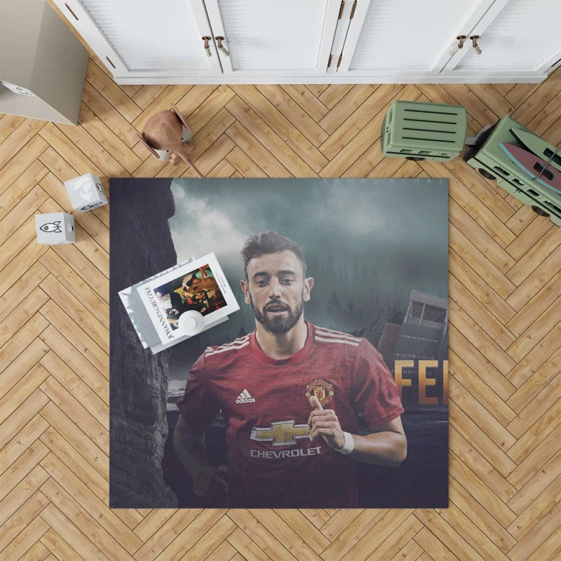 Bruno Fernandes Manchester United Midfield Football Player Rug