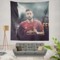 Bruno Fernandes Manchester United Midfield Football Player Tapestry