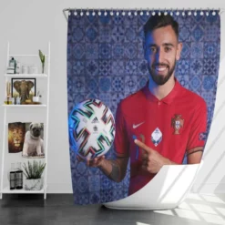 Bruno Fernandes Portuguese Football Player Shower Curtain