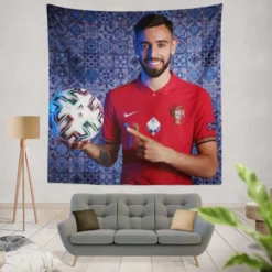 Bruno Fernandes Portuguese Football Player Tapestry