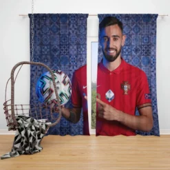 Bruno Fernandes Portuguese Football Player Window Curtain